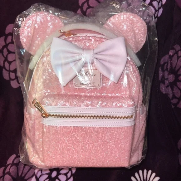 NWT Loungefly Disney Minnie Mouse Cotton Candy Sequin Minibackpack s-l1200.jpg main image 3